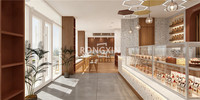 Design d'intérieur haut de gamme personnalisé pour boulangerie, glacier, showroom, café tendance, comptoir de café moderne, mobilier de café moderne