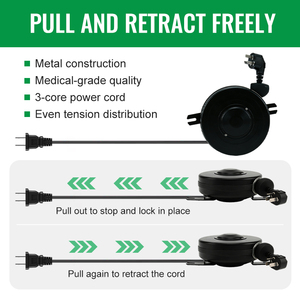 Retrator de Cabo Mella 3 Pinos 3.5M 1.0mm2, Bobina de Cabo Metálica Retrátil Automática, Bobina de Energia com Tensão Personalizada - Product Image 2