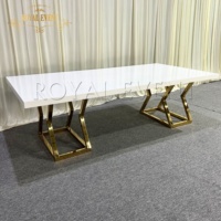 Nouveau Style Rectangle Doré En Acier Inoxydable Table Hôtel Banquet Tables À Manger pour Les Événements De Mariage