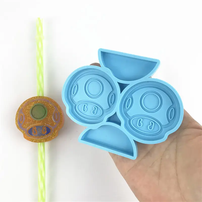 3256 Mushroom silicone straw topper mold key chain mold badge reel phone grip mold