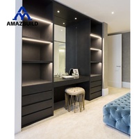 AMAZBUILD Meubles de chambre à coucher de luxe sur mesure de haute qualité, style européen, dressing en verre, armoire, coiffeuse pour maison et hôtel