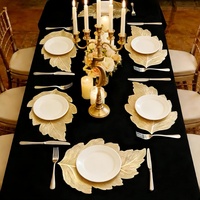 Ensemble de sets de table TUOTU en PVC de forme feuille dorée au design classique - Luxueux, réutilisable, écologique, résistant à l'huile et à la chaleur, décoratif