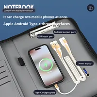 Caja de Regalo Empresarial Personalizada con Logotipo, Set Multifuncional de Agenda, Power Bank y Portafolio con Cubierta de PU