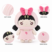 Adorable poupée en peluche fille Signe Astrologique Vierge rose, douce et moelleuse, avec robe à capuche et nœud, jouet en peluche, fabricant OEM ODM de cadeaux
