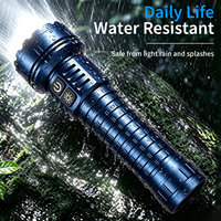 Lampe torche LED 4+1 zoomable en aluminium, rechargeable par USB, étanche, pour camping et extérieur, avec modes spot, flood et stroboscope