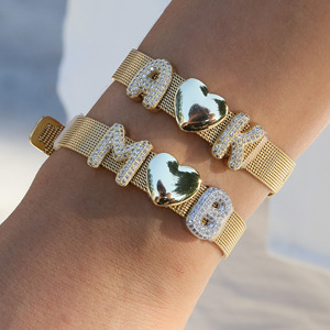 YIMEIL & DIY Personnalisé – Bracelet à <span class=keywords><strong>Lettres</strong></span> Bulles en Zircon A-Z (26 <span class=keywords><strong>Lettres</strong></span>) avec Chaîne – Combinaison Nom Personnalisé – Combinaison Libre - Product Image 4