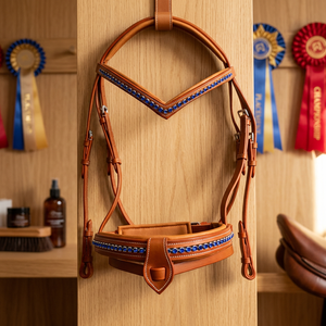 Brida Tradicional Hunter con Riendas Encajadas, Brida Inglesa de Cuero Premium para Caballos, Brida de Salto, Equipo Ecuestre - Product Image 6