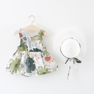 Vestidos de Moda para Niñas, Vestido Informal de Algodón, Ropa para Bebés, Ropa para Niñas Pequeñas, Sombrero Gratis - Product Image 4