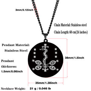 HLSS331 Veve simbol Sigil pesona perhiasan Vodou Lwa Loa jimat jimat baja nirkarat liontin kalung Ti Jean Petro Voodoo - Product Image 5