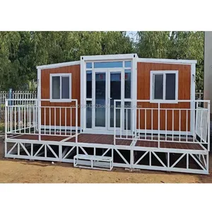 EU木製2ベッドルームモジュラープレハブ住宅拡張可能なコンテナハウス小さなヴィラ