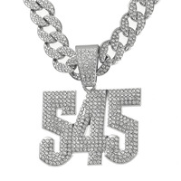 Colliers de bijoux à la mode NL2232 pour hommes, vente chaude, collier avec pendentif lettre 545 entièrement serti de diamants, avec chaîne cubaine et personnalisé