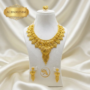 Fashionable 24K Gold Plated Heart Pendant <b>Necklace</b> Set for Women Arabic Dubai Bridal Jewelry Set with Earrings & <b>Ring</b> - Product Image 1