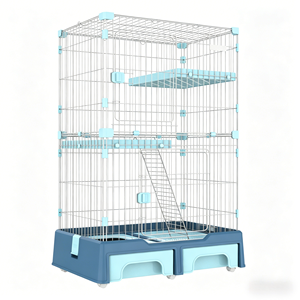 Grande <span class=keywords><strong>cage</strong></span> multifonctionnelle double couche pour chat avec assemblage facile détachable, motif solide, boîte de toilette sécurisée pour animaux de compagnie - Product Image 4