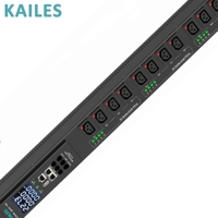 KAILES(KLS) K55 Série ZD PDU intelligent 32A Monophasé 16 prises C13 (Anti-chute)+2 disjoncteurs 200-240VAC Noir industriel