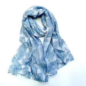 Bufandas azules con cabeza de algodón puro para mujer al por mayor 100*185cm hiyab con estampado rectangular diseñador de Lujo Grandes marcas famosas bufanda superior