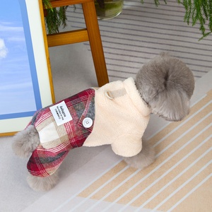 Abrigo de Invierno <span class=keywords><strong>para</strong></span> <span class=keywords><strong>Perros</strong></span> Pequeños/Medianos, Forrado de Felpa, con Diseño a Cuadros, 4 Patas Completas, Decoración con Botones, Clip <span class=keywords><strong>para</strong></span> Correa con Anillo en D y Botón a Presión - Product Image 3