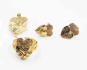 BMZ New 2024 hot sell 18k 4pis full good quality CZ heart luxury set jewelry