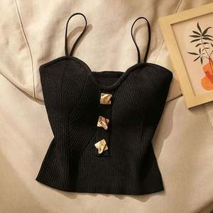 I-0418 Casual Flat Knitted Fashion Small Fragrance Sexy Bra Strap Sling Tank Women's <b>Sleeveless</b> Back Short <b>Top</b> - Product Image 2