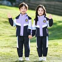 Uniformes scolaires personnalisés Uniformes de classe d'école primaire Ensembles de vestes imperméables trois pièces Vêtements de sport