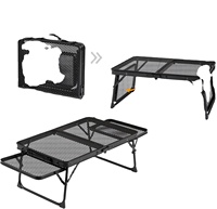 Meja Panggangan Lipat Modern untuk Luar Ruangan 3 kaki Portabel Persegi Berbahan Logam Aluminium 2-Kursi Ringan Perabot BBQ Luar Ruangan