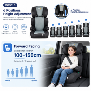 Siège auto pour bébé ECER129 avec ceinture de sécurité pour véhicule, siège auto de sécurité pour enfant I-Size 4-12 ans 100-150 cm <span class=keywords><strong>Groupe</strong></span> <span class=keywords><strong>2</strong></span>/<span class=keywords><strong>3</strong></span> orienté vers l'avant, réglage de la hauteur - Product Image 2
