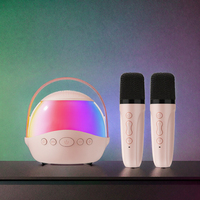 Mini Portable Famille Karaoké Machine 2 RGB LED Éclairage Microphones Sans Fil pour Filles Cadeaux D'anniversaire Aux TF Carte Compatibilité