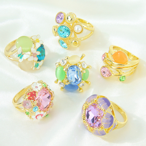 Anillos Retro de Piedra Natural de Cristal, Aleación de Zinc de 14k, Moda Europea y Americana, Anillo Bohemio de Dubái, Joyería Premium para Mujer - Product Image 6