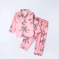 Nouveaux pyjamas en satin de style européen et américain pour garçons et filles, imprimés, à manches longues, vêtements de maison, ensemble deux pièces