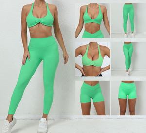 SHINBENE OEM Yoga Sets 2 piezas Halter Backless Bra Yoga Legging Mujeres Gym Fitness Sets - Product Image 2