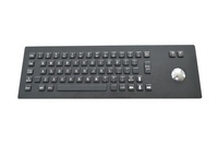 Clavier à trackball industriel robuste en acier inoxydable noir, étanche IP65, avec pavé tactile, clavier filaire