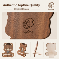 Soporte para Teléfono Celular de Madera Sólida Premium, Diseño de Oso Animal Adorable, Soporte Plegable Portátil para Smartphone, para Escritorio, Oficina, Decoración del Hogar, Regalo