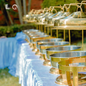 Hete Aanbieding Restaurantuitrusting Voedselwarmers Buffet Luxe Chafing Dish Luxe Koninklijke Gouden Chafing Dish Met Glazen Deksel - Product Image 4