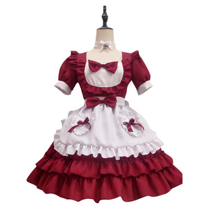 Japanese Style Red Lolita Dress With Bow Detail For Cosplay Costume Spring 2025 - Product Image 4