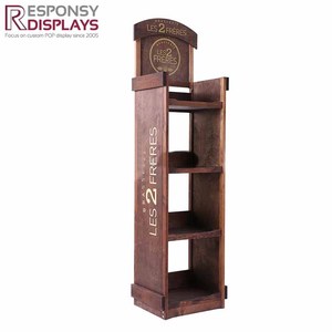 Cổ điển sàn gỗ thường vụ rượu vang chai Rack hiển thị trong thùng hình dạng với đa lớp lưu trữ cho rượu cửa hàng thương hiệu Showcase - Product Image 5