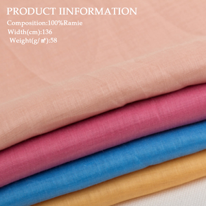 Venta al por mayor de fábrica: Tela 100% Ramio Transpirable, Ecológica, Antiestática y Ligera para Vestidos, Camisas y Faldas de Verano, 58G - Product Image 3