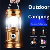 Vente directe d'usine, lanterne de camping LED multifonctionnelle, charge solaire USB, certifiée CE, lampe de travail portable pour tente extérieure, IP65