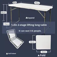 Table à manger pliante en plastique d'extérieur portable, cadre en fer, design moderne pour utilisation en hôtel, marché nocturne, vente ambulante, camping, rangement
