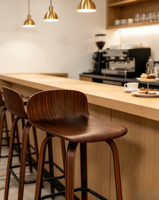 Chaise de bar en bois courbé en vente flash, tabouret de bar moderne en contreplaqué massif pour la maison, le café et le restaurant