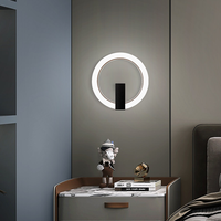 Applique murale de chevet en fer LED moderne minimaliste créative circulaire pour chambre à coucher, salon, couloir, escalier, dimmable, en acrylique