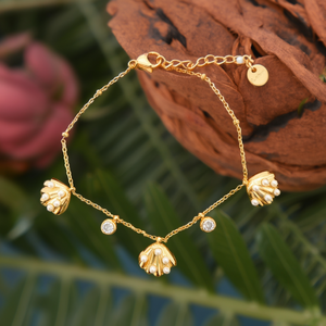 Fashion Charm <b>Bracelet</b> PVD Gold Plated 316L Stainless Steel <b>Shell</b> Pearl Design Sustainable Resistant Jewelry - Product Image 3