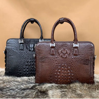 Sacs en cuir véritable de haute qualité avec logo personnalisé, sacs en cuir de crocodile, porte-documents en cuir véritable pour homme, sac de voyage, sac de bureau