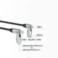 Cable USB 6 en 1 JILIAN 3.0 Tipo-C Pro Versión 240W USB3.0 5Gbps de Carga Rápida para Teléfono Móvil