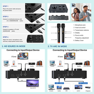 Micrófono UHF de doble canal con efectos de sonido múltiples, mezclador de Karaoke, micrófono inalámbrico profesional compatible con Smart TV Home Theater - Product Image 5