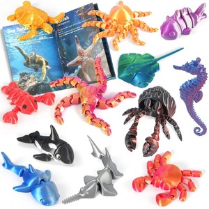 LEVIGOR Juguete articulado impreso en 3D, serie de vida marina realista, el más vendido transfronterizo, venta al por mayor – gran adorno de pulpo - Product Image 1