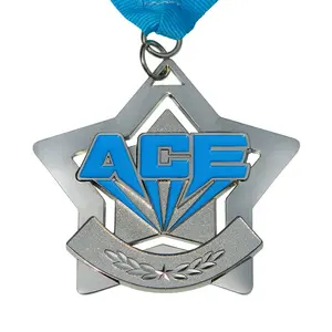 Kunden spezifische sternförmige Silber große Turnier Medaillon günstigen Preis benutzer definierte Metall Judo Sport Teilnahme Bulk Award Medaille