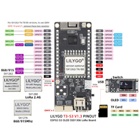 Lilygo T3S3 868/915mhz Esp32-S3 V1.3 Module Wifi Lora avec connecteur solaire d'affichage Bluetooth 5.0 OLED pour Meshtastic Meshcore