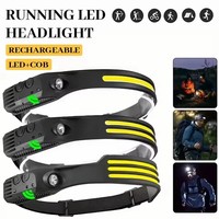 Lampu Kepala Silikon Ringan Tahan Air 350Lumen COB 230 Derajat LED Sinar Lebar Dapat Diisi Ulang dengan Sensor Gerak