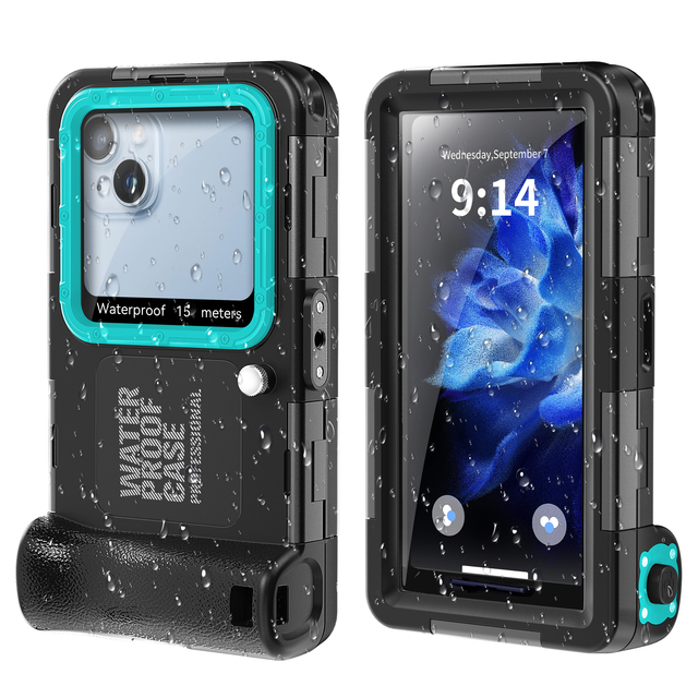 SHELLBOX New 15M Underwater 360 Degree Full protection Professional Diving Waterproof Mobile Phone Cases for Iphones 15 Pro Max