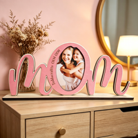 Cadre photo en bois personnalisé OEM ODM avec inscription MOM, souvenir pour la fête des mères, décoration pour le salon, cadeau pour maman
