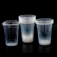 Gobelet jetable transparent en PP avec couvercle, qualité alimentaire, pour jus, bubble tea, fêtes, impression de logo personnalisé